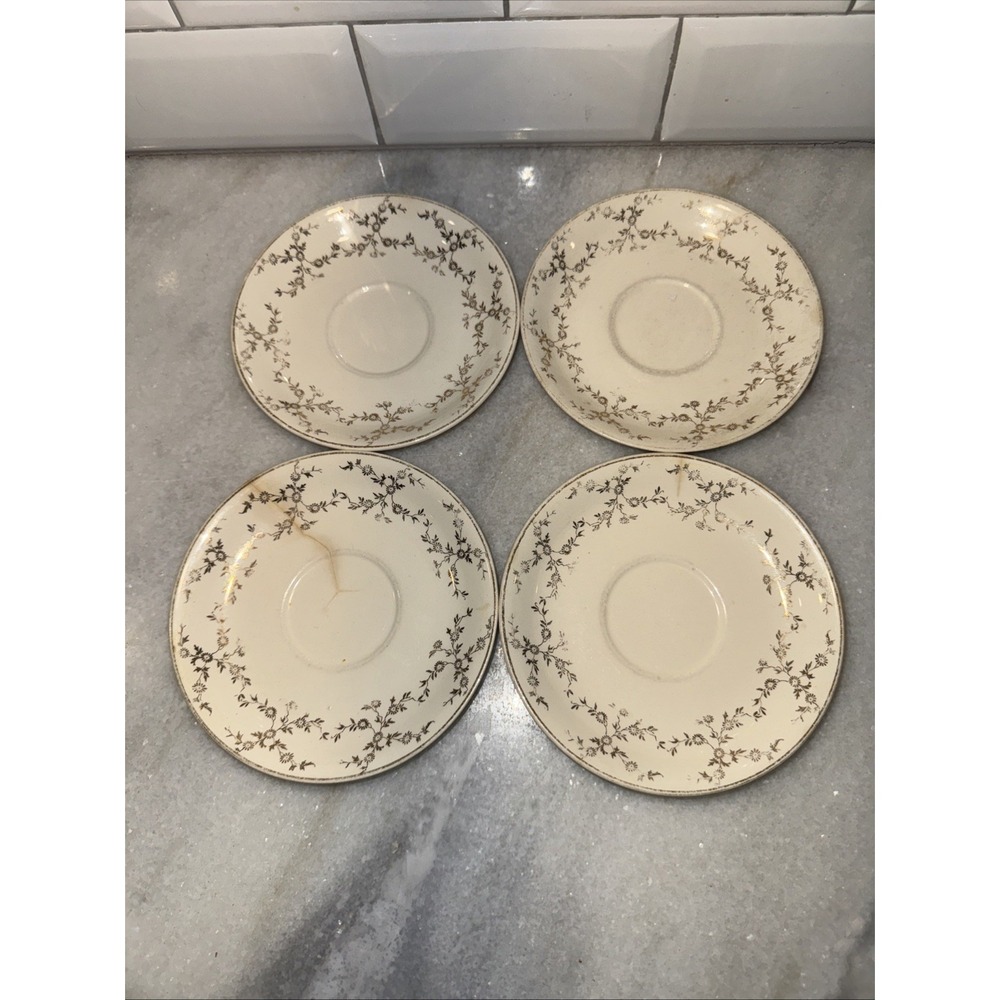 universal‎ cambridge camwood ivory 22 carat gold Saucer Set Of 4
